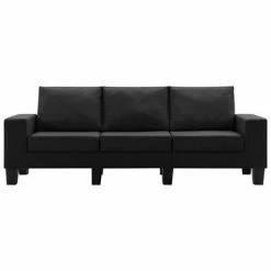 VidaXL Canapé à 3 places Noir Tissu -Canapés Soldes 2022 image 4 287126