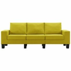 VidaXL Canapé à 3 places Jaune Tissu 9 VidaXL Canapé à 3 places Jaune Tissu -Canapés Soldes 2022 image 4 287127