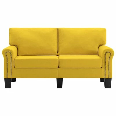 VidaXL Canapé à 2 places Jaune Tissu 4 VidaXL Canapé à 2 places Jaune Tissu – Image 4