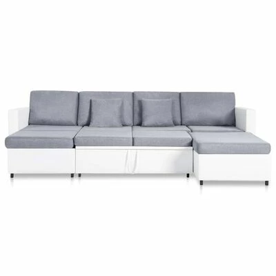 VidaXL Canapé-lit extensible à 4 places Similicuir Blanc 4 VidaXL Canapé-lit extensible à 4 places Similicuir Blanc – Image 4