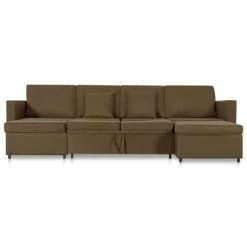 VidaXL Canapé-lit extensible à 4 places Tissu Marron -Canapés Soldes 2022 image 4 287221