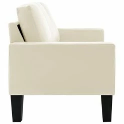 VidaXL Canapé à 3 places Crème Similicuir -Canapés Soldes 2022 image 4 288765