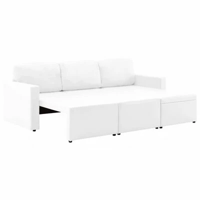 VidaXL Canapé-lit modulaire 3 places Blanc Similicuir 4 VidaXL Canapé-lit modulaire 3 places Blanc Similicuir – Image 4
