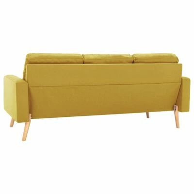 VidaXL Ensemble de canapés 2 pcs Tissu Jaune 4 VidaXL Ensemble de canapés 2 pcs Tissu Jaune – Image 4