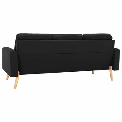 VidaXL Ensemble de canapés 3 pcs Tissu Noir 4 VidaXL Ensemble de canapés 3 pcs Tissu Noir – Image 4