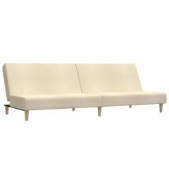 VidaXL Canapé-lit à 2 places avec repose-pied Crème Tissu 9 VidaXL Canapé-lit à 2 places avec repose-pied Crème Tissu -Canapés Soldes 2022 image 4 3080468