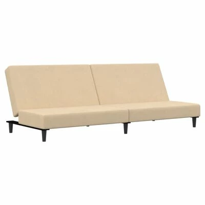 VidaXL Canapé-lit à 2 places avec repose-pied Crème Velours 4 VidaXL Canapé-lit à 2 places avec repose-pied Crème Velours – Image 4