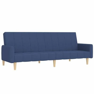 VidaXL Canapé-lit à 2 places avec repose-pied Bleu Tissu 4 VidaXL Canapé-lit à 2 places avec repose-pied Bleu Tissu – Image 4