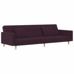 VidaXL Canapé-lit 2 places et deux oreillers repose-pied Violet Tissu -Canapés Soldes 2022 image 4 3080622