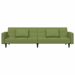 VidaXL Canapé-lit 2 places et deux oreillers et repose-pied Vert clair -Canapés Soldes 2022 image 4 3080638