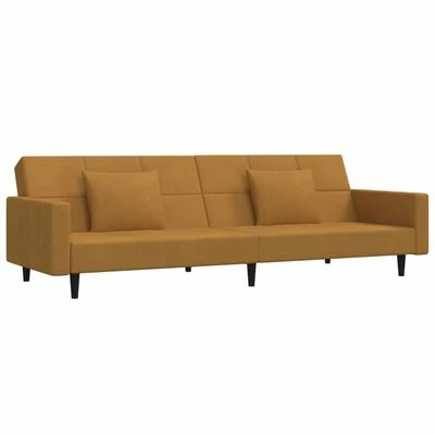 VidaXL Canapé-lit 2 places avec deux oreillers et repose-pied Marron 4 VidaXL Canapé-lit 2 places avec deux oreillers et repose-pied Marron – Image 4