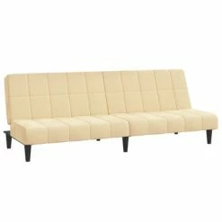 VidaXL Canapé-lit à 2 places avec repose-pied Crème Velours 9 VidaXL Canapé-lit à 2 places avec repose-pied Crème Velours -Canapés Soldes 2022 image 4 3080695