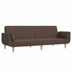 VidaXL Canapé-lit 2 places et tabouret deux oreillers Taupe Tissu -Canapés Soldes 2022 image 4 3081783