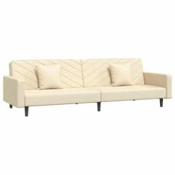VidaXL Canapé-lit 2 places 2 oreillers et repose-pied Crème Velours 9 VidaXL Canapé-lit 2 places 2 oreillers et repose-pied Crème Velours -Canapés Soldes 2022 image 4 3081852