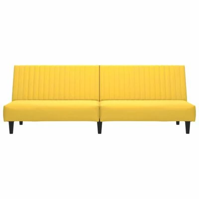 VidaXL Canapé-lit à 2 places avec repose-pied Jaune Velours 4 VidaXL Canapé-lit à 2 places avec repose-pied Jaune Velours – Image 4