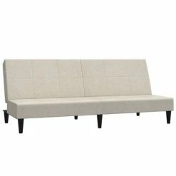 VidaXL Canapé-lit à 2 places avec tabouret Crème Tissu microfibre -Canapés Soldes 2022 image 4 3121299