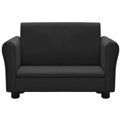 VidaXL Canapé pour enfants avec tabouret Noir Similicuir 4 VidaXL Canapé pour enfants avec tabouret Noir Similicuir – Image 4