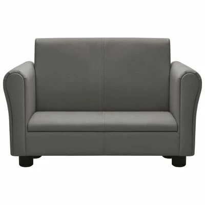 VidaXL Canapé pour enfants avec tabouret Gris Similicuir 4 VidaXL Canapé pour enfants avec tabouret Gris Similicuir – Image 4