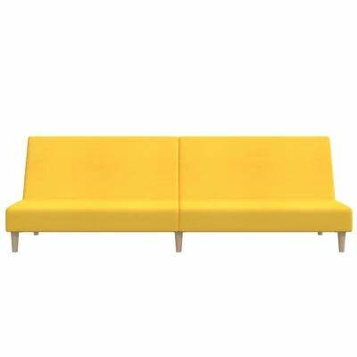 VidaXL Canapé-lit à 2 places Jaune Tissu 4 VidaXL Canapé-lit à 2 places Jaune Tissu – Image 4