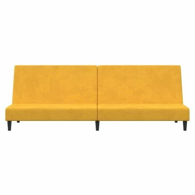 VidaXL Canapé-lit à 2 places Jaune Velours 4 VidaXL Canapé-lit à 2 places Jaune Velours – Image 4