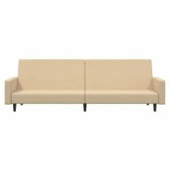 VidaXL Canapé-lit à 2 places Crème Velours -Canapés Soldes 2022 image 4 337319