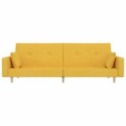 VidaXL Canapé-lit à 2 places avec deux oreillers Jaune Tissu 9 VidaXL Canapé-lit à 2 places avec deux oreillers Jaune Tissu -Canapés Soldes 2022 image 4 337328