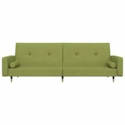 VidaXL Canapé-lit à 2 places avec deux oreillers Vert clair Velours -Canapés Soldes 2022 image 4 337336
