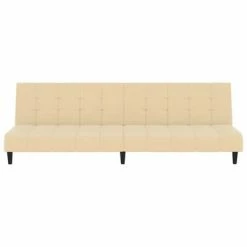 VidaXL Canapé-lit à 2 places Crème Velours -Canapés Soldes 2022 image 4 337377