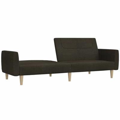 VidaXL Canapé-lit à 2 places Marron foncé Tissu 4 VidaXL Canapé-lit à 2 places Marron foncé Tissu – Image 4