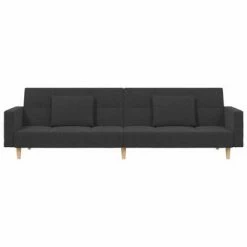 VidaXL Canapé-lit à 2 places avec deux oreillers Gris foncé Tissu -Canapés Soldes 2022 image 4 337428