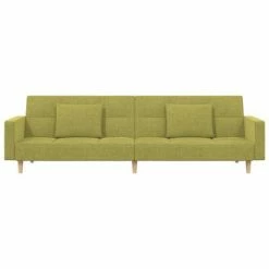 VidaXL Canapé-lit à 2 places avec deux oreillers Vert Tissu -Canapés Soldes 2022 image 4 337434