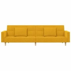VidaXL Canapé-lit à 2 places avec deux oreillers Jaune Tissu 9 VidaXL Canapé-lit à 2 places avec deux oreillers Jaune Tissu -Canapés Soldes 2022 image 4 337435