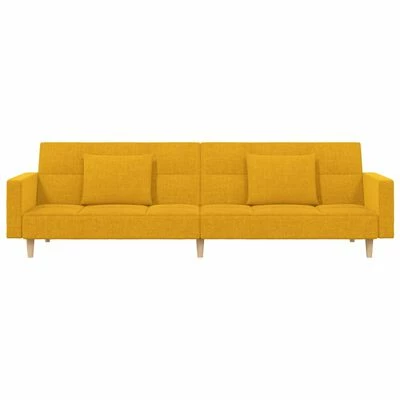 VidaXL Canapé-lit à 2 places avec deux oreillers Jaune Tissu 4 VidaXL Canapé-lit à 2 places avec deux oreillers Jaune Tissu – Image 4