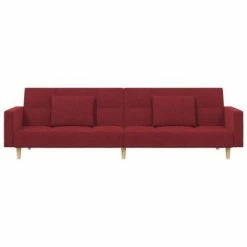 VidaXL Canapé-lit à 2 places avec deux oreillers Rouge bordeaux Tissu -Canapés Soldes 2022 image 4 337436