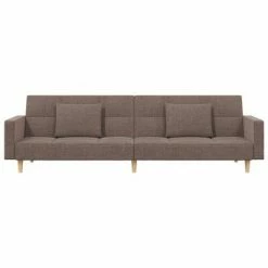 VidaXL Canapé-lit à 2 places avec deux oreillers Taupe Tissu -Canapés Soldes 2022 image 4 337437