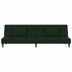 VidaXL Canapé-lit à 2 places avec deux oreillers Vert foncé Velours 9 VidaXL Canapé-lit à 2 places avec deux oreillers Vert foncé Velours -Canapés Soldes 2022 image 4 337442