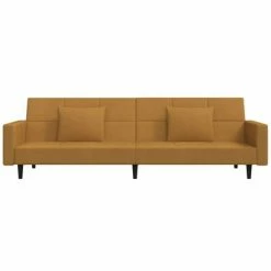 VidaXL Canapé-lit à 2 places avec deux oreillers Marron Velours 9 VidaXL Canapé-lit à 2 places avec deux oreillers Marron Velours -Canapés Soldes 2022 image 4 337459