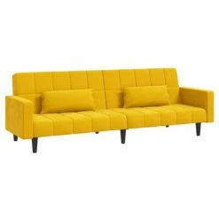 VidaXL Canapé-lit à 2 places avec deux oreillers Jaune Velours 9 VidaXL Canapé-lit à 2 places avec deux oreillers Jaune Velours -Canapés Soldes 2022 image 4 337520