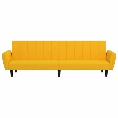 VidaXL Canapé-lit à 2 places Jaune Velours 4 VidaXL Canapé-lit à 2 places Jaune Velours – Image 4