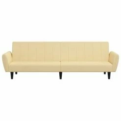 VidaXL Canapé-lit à 2 places Crème Velours -Canapés Soldes 2022 image 4 337545