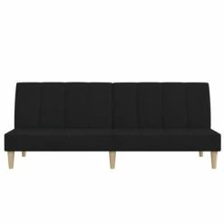 VidaXL Canapé-lit à 2 places Noir Tissu -Canapés Soldes 2022 image 4 337548