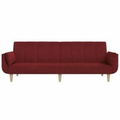 VidaXL Canapé-lit à 2 places avec deux oreillers Rouge bordeaux Tissu -Canapés Soldes 2022 image 4 337567