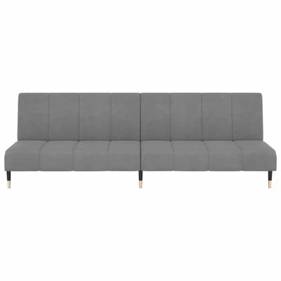 VidaXL Canapé-lit à 2 places Gris clair Velours 4 VidaXL Canapé-lit à 2 places Gris clair Velours – Image 4