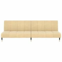 VidaXL Canapé-lit à 2 places Crème Velours -Canapés Soldes 2022 image 4 337580