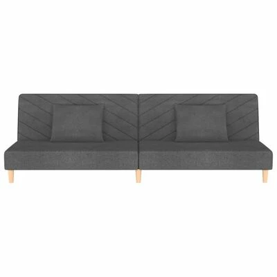 VidaXL Canapé-lit à 2 places avec deux oreillers Gris foncé Tissu 4 VidaXL Canapé-lit à 2 places avec deux oreillers Gris foncé Tissu – Image 4