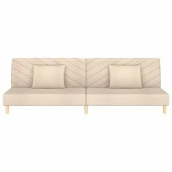 VidaXL Canapé-lit à 2 places avec deux oreillers Crème Tissu -Canapés Soldes 2022 image 4 337595