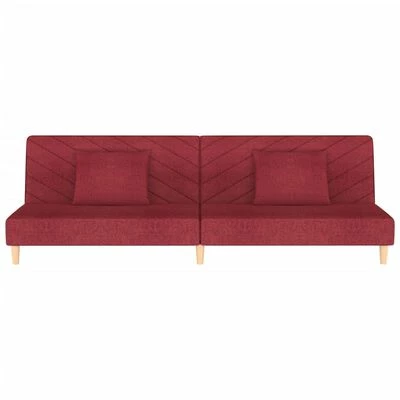 VidaXL Canapé-lit à 2 places avec deux oreillers Rouge bordeaux Tissu 4 VidaXL Canapé-lit à 2 places avec deux oreillers Rouge bordeaux Tissu – Image 4