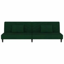 VidaXL Canapé-lit à 2 places avec deux oreillers Vert foncé Velours 9 VidaXL Canapé-lit à 2 places avec deux oreillers Vert foncé Velours -Canapés Soldes 2022 image 4 337619