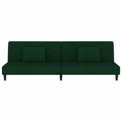 VidaXL Canapé-lit à 2 places avec deux oreillers Vert foncé Velours 4 VidaXL Canapé-lit à 2 places avec deux oreillers Vert foncé Velours – Image 4