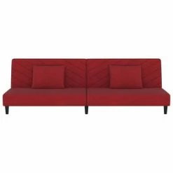 VidaXL Canapé-lit à 2 places et deux oreillers Rouge bordeaux Velours -Canapés Soldes 2022 image 4 337622